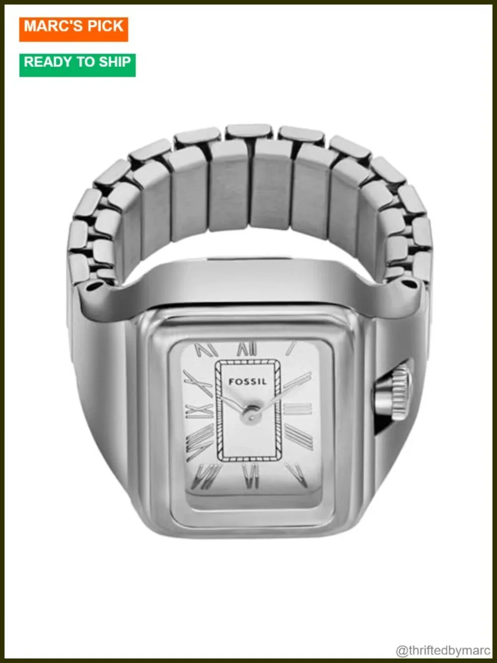 Quartz Ring Watch Stainless Steel Expansion Band Analog